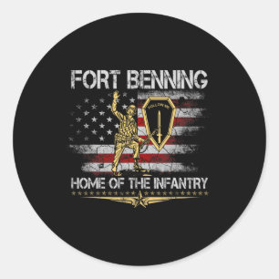 Pegatina Redonda Fort Benning Hogar Del Veterano De La Escuela De I