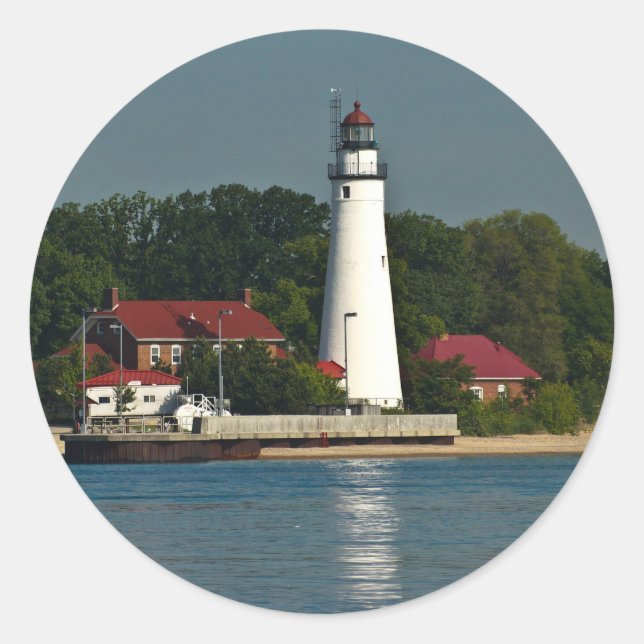 Pegatina Redonda Fort Gratiot Michigan (Anverso)