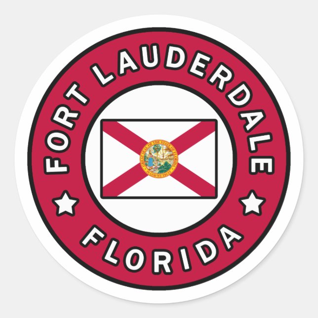 Pegatina Redonda Fort Lauderdale Florida (Anverso)