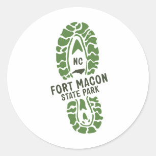 Pegatina Redonda Fort Macon North Carolina State Park Hiking Book N