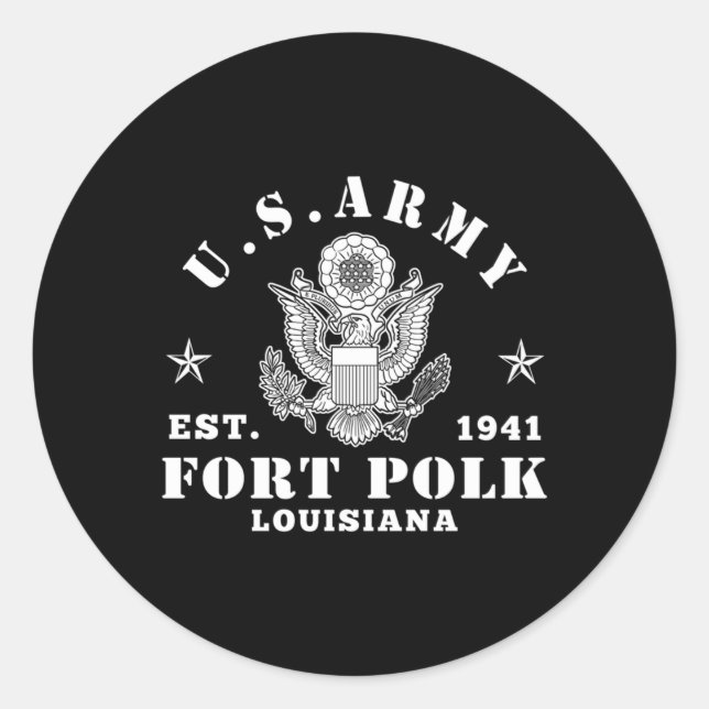 Pegatina Redonda Fort Polk Louisiana Tigerland (Anverso)