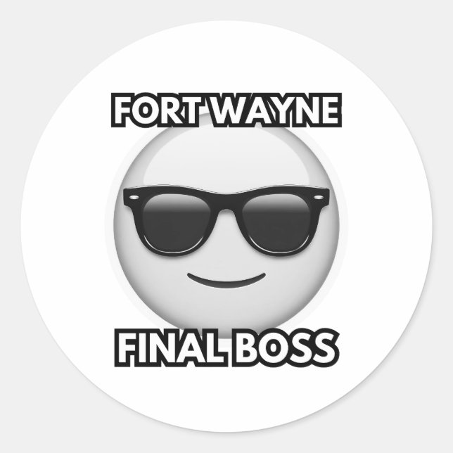 Pegatina Redonda Fort Wayne Final Boss Sticker (Anverso)