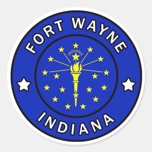 Pegatina Redonda Fort Wayne Indiana (Anverso)