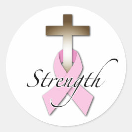 Pegatina Redonda fortaleza de la conciencia sobre el cáncer de mama