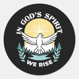 Pegatina Redonda Fortaleza espiritual en Dios - Levantando a los cr