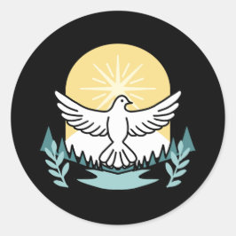 Pegatina Redonda Fortaleza espiritual en Dios - Levantando a los cr