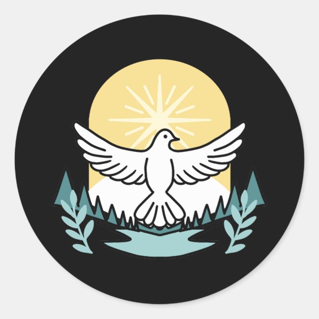 Pegatina Redonda Fortaleza espiritual en Dios - Levantando a los cr (Anverso)