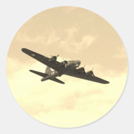 Pegatina Redonda Fortaleza Voladora En Vuelo