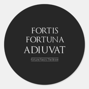 Pegatina Redonda Fortis Fortuna Adiuvat Favorece A Los Valientes