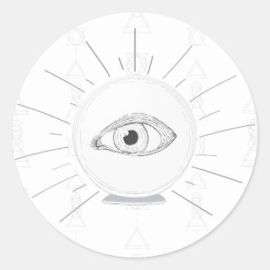 Pegatina Redonda Fortune Teller Eye Seer Esoteric Crystal Ball