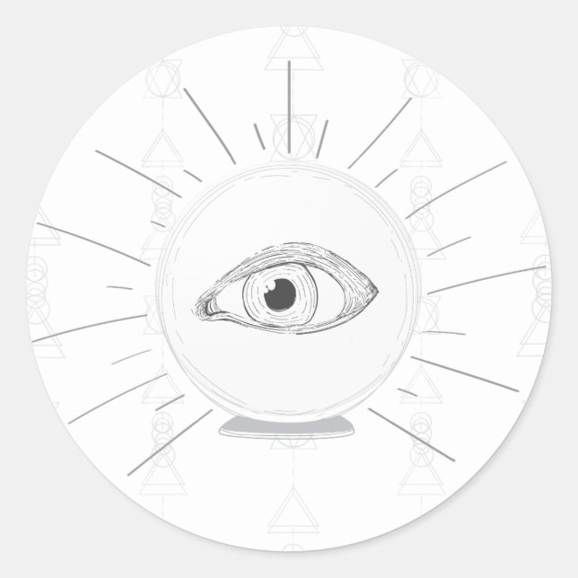 Pegatina Redonda Fortune Teller Eye Seer Esoteric Crystal Ball (Anverso)