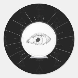Pegatina Redonda Fortune Teller Eye Seer Esoteric Crystal Ball