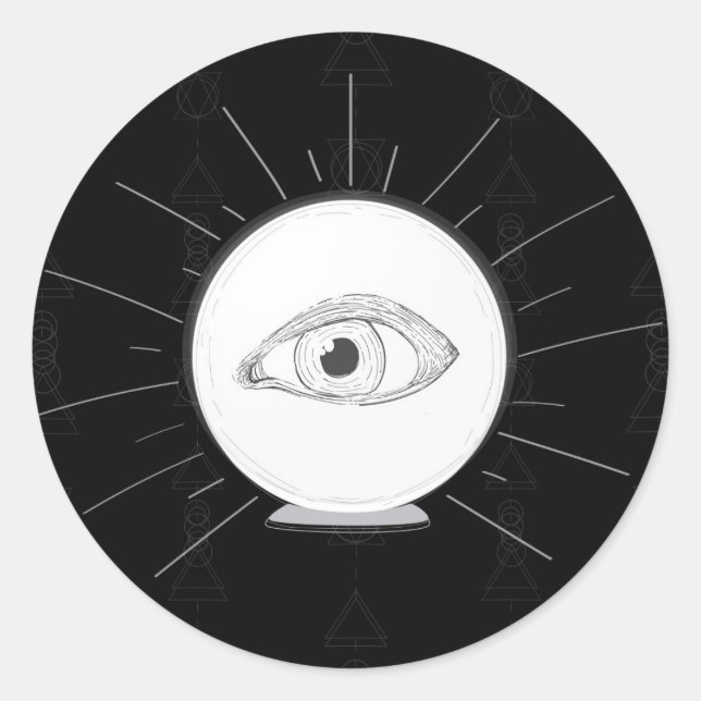 Pegatina Redonda Fortune Teller Eye Seer Esoteric Crystal Ball (Anverso)