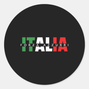 Pegatina Redonda Forza Azzurri Italia Calcio Fútbol Amistoso Parte