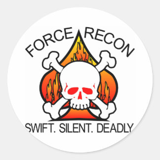 Pegatina Redonda Forzar el cráneo de Recon