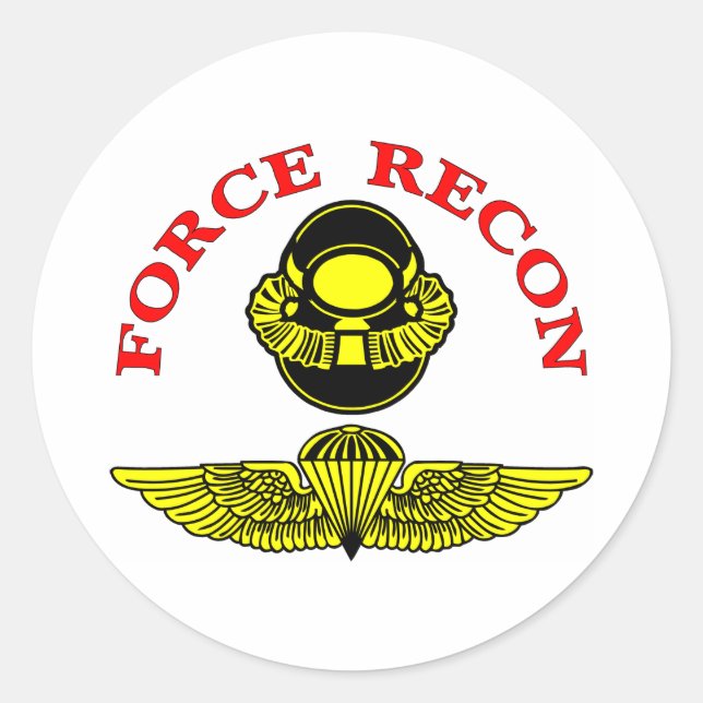 Pegatina Redonda Forzar salto de buceo Recon (Anverso)