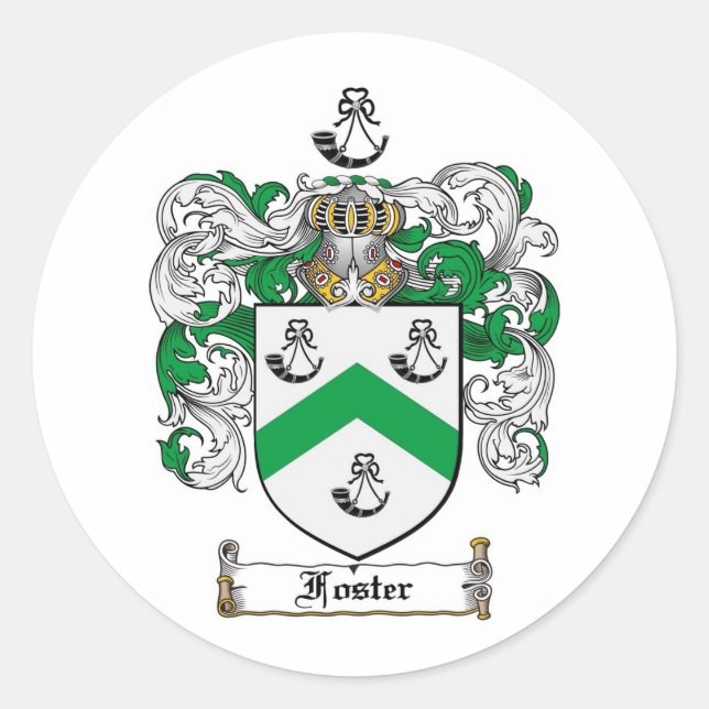 PEGATINA REDONDA FOSTER FAMILIAR CREST - FOSTER COAT OF ARMS (Anverso)