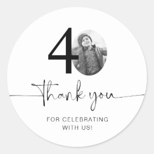 Pegatina Redonda Foto 40 cumpleaños