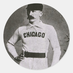 Pegatina Redonda Foto antigua, jugador de béisbol de Chicago