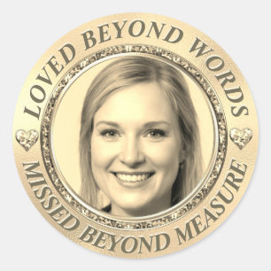 Pegatina Redonda Foto conmemorativa del oro de personalizado