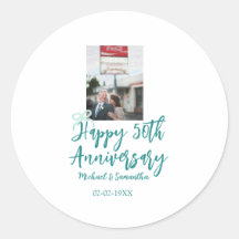 Foto de aniversario 50 feliz arcoíris azul turques