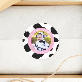 Pegatina Redonda Foto De Cumpleaños De La Santa Vaca Gracias Por Ve