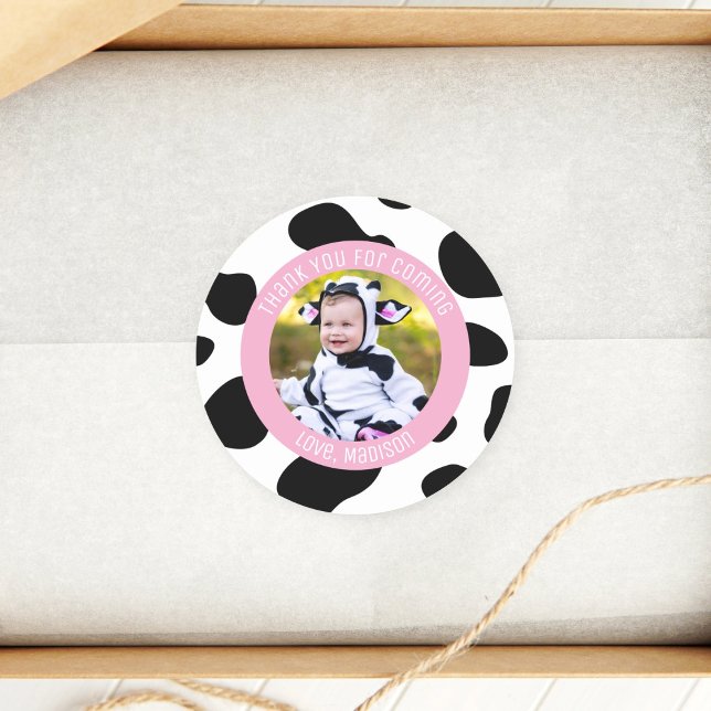 Pegatina Redonda Foto De Cumpleaños De La Santa Vaca Gracias Por Ve (Subido por el creador)