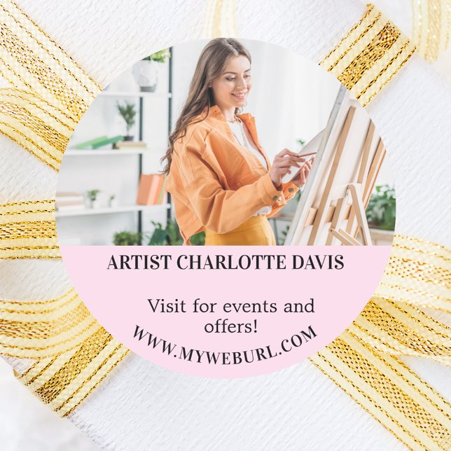 Pegatina Redonda Foto de diseñador de artistas negocio de código QR (Subido por el creador)