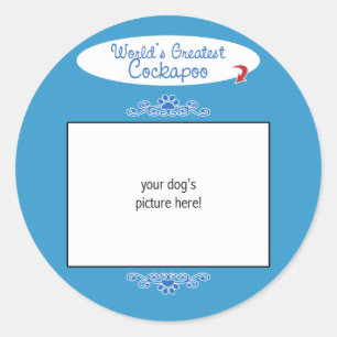 Pegatina Redonda ¡Foto de encargo! Mundos el Cockapoo más grande