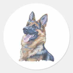 Pegatina Redonda Foto de German Sheperd