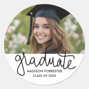 Pegatina Redonda Foto de graduación Guión de graduación