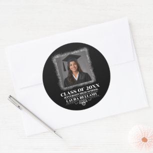 Pegatina Redonda Foto de graduación personalizada Padre orgulloso G
