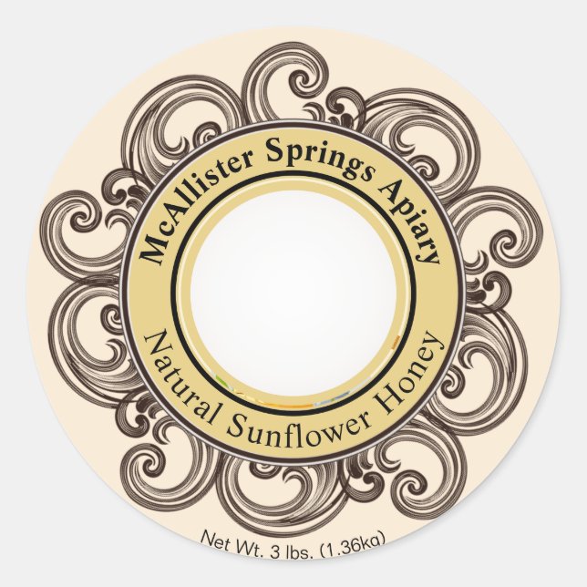 Pegatina Redonda Foto de Honey Jar Beekeeper Gold (Anverso)