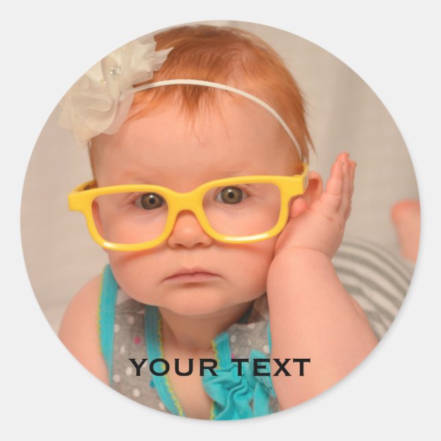 Pegatina Redonda Foto de la familia de niños pequeños (Anverso)