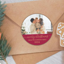 Foto de la familia Red Gold Script Feliz Navidad