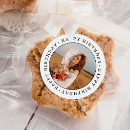 Pegatina Redonda Foto de la fiesta de cumpleaños