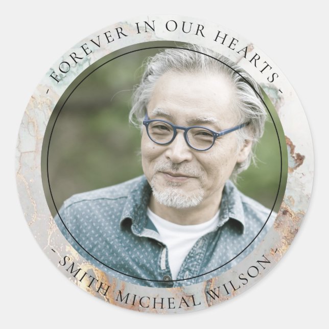 PEGATINA REDONDA FOTO DE LA SIMPATÍA DE LA SIMPATÍA DEL ORO GRIS MO (Anverso)