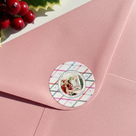 Pegatina Redonda Foto de Navidades del patrón revisado de Falala Pa