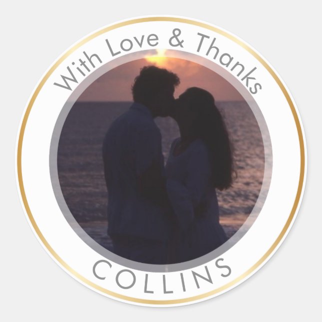 Pegatina Redonda Foto de PixDezines DIY Gracias (Anverso)