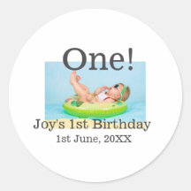 Foto de primer cumpleaños fecha de adición moderna