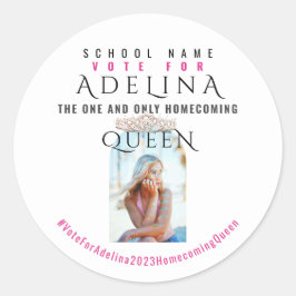Pegatina Redonda Foto de Queen Pink HOCO