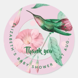 Pegatina Redonda Foto de recién nacido Gracias Cartas Presupuesto M