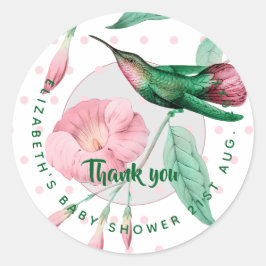 Pegatina Redonda Foto de recién nacido Gracias Cartas Presupuesto M