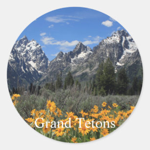 Pegatina Redonda Foto de recuerdo de Grand Teton Springtime