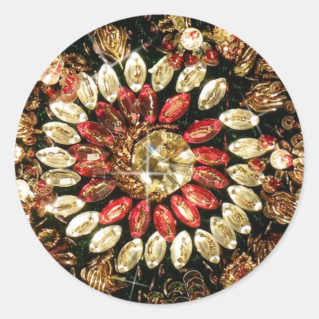 Pegatina Redonda Foto de sari indias con cuentas (Anverso)