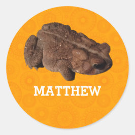 Pegatina Redonda Foto de toad naranja estadounidense personalizada