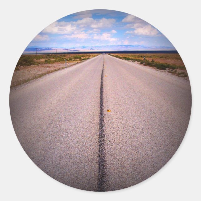 Pegatina Redonda Foto de vacaciones de verano de Viaje por carreter (Anverso)