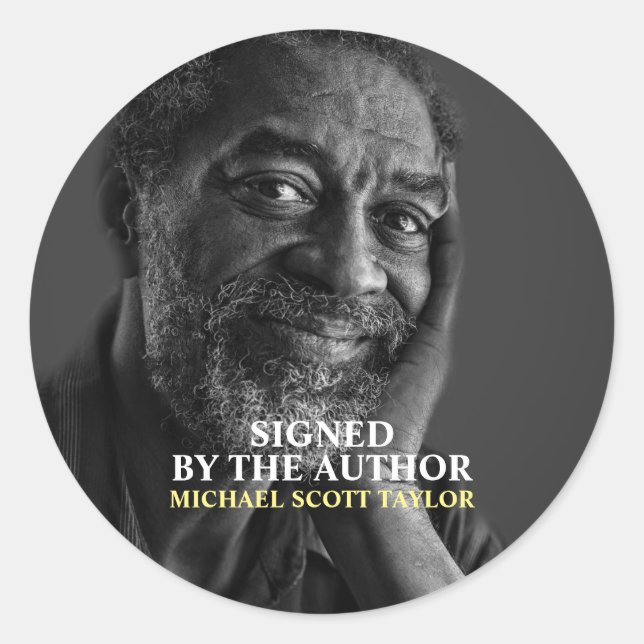 Pegatina Redonda Foto del autor "Firmada por el autor" Firma del li (Anverso)