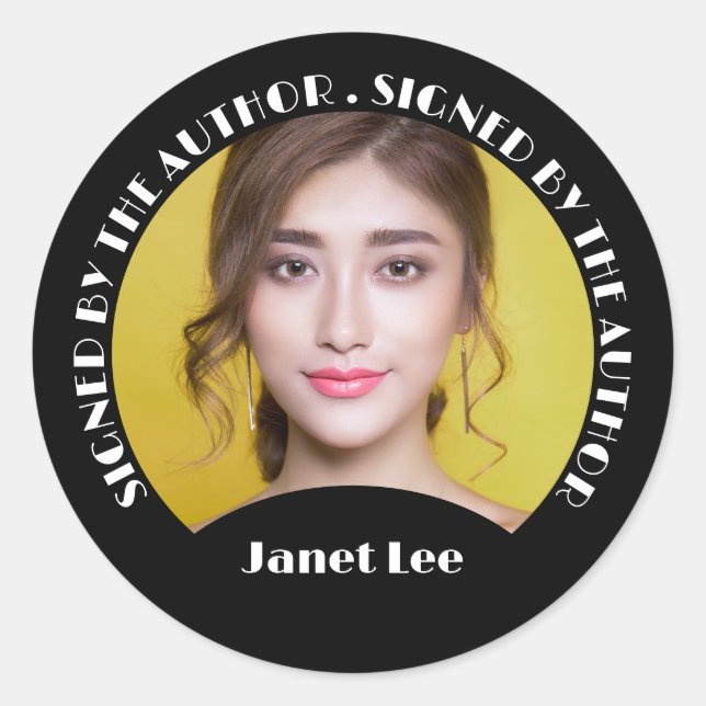 Pegatina Redonda Foto del autor "Firmada por el autor" Firma del li (Anverso)