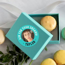 Pegatina Redonda Foto deportiva turquesa Inspiradora de moda